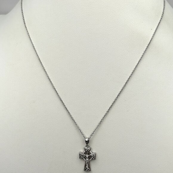 Celtic Trinity Knot Cross 925 Sterling Silver Embellished with Crystals - Picture 4 of 9